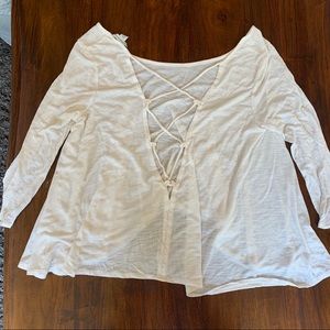 AE white tie up long sleeve